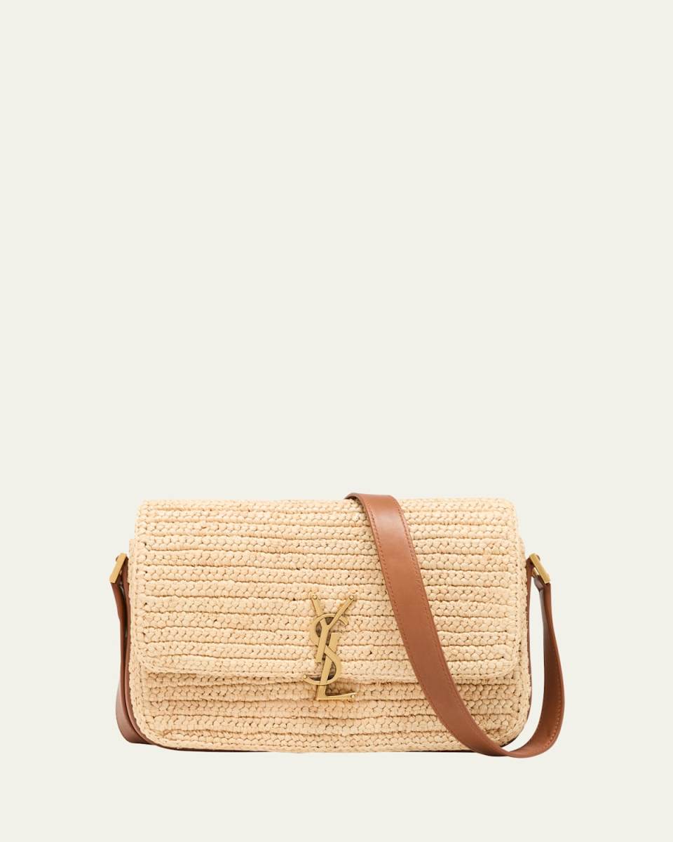 Solferino Medium YSL Crossbody Bag in Raffia