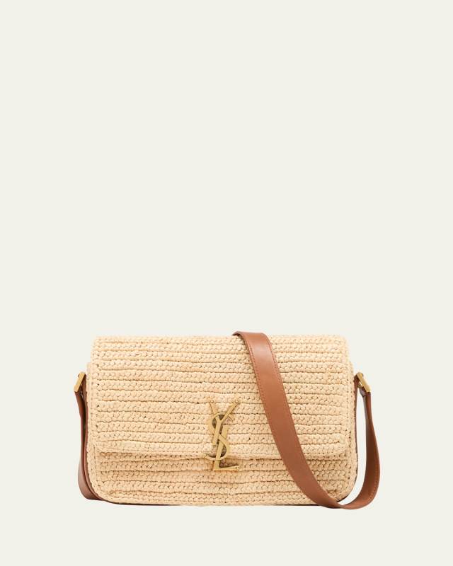 Solferino Medium YSL Crossbody Bag in Raffia