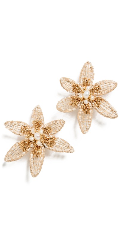 Deepa Gurnani Suvina Earrings Ivory