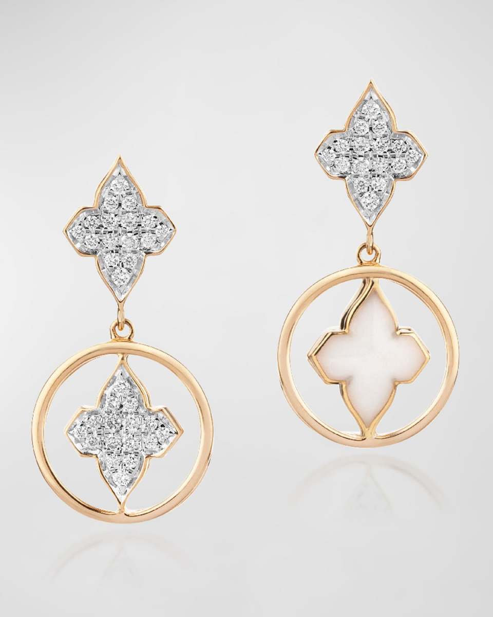 18K Yellow Gold Atlas White Mismatch Earrings