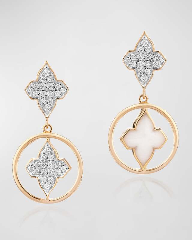 18K Yellow Gold Atlas White Mismatch Earrings