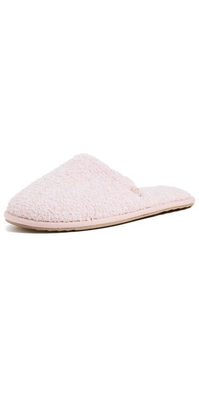 Barefoot Dreams CozyChic Unisex Slippers He Dusty Rose/White