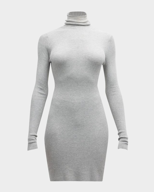 Rib-Knit Turtleneck Sweater Dress