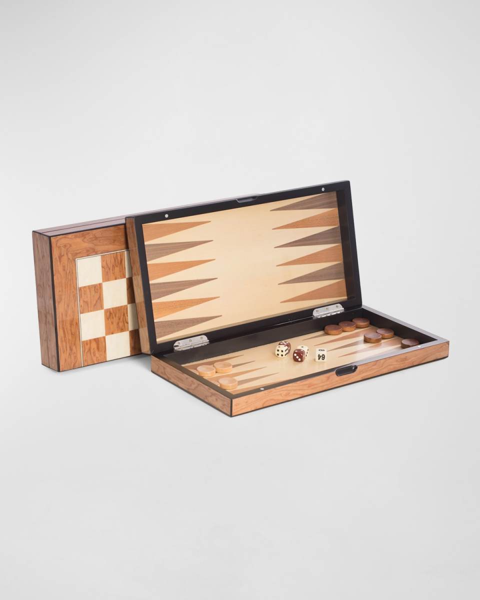 Lacquer-Finished Travel Game Set, Brown