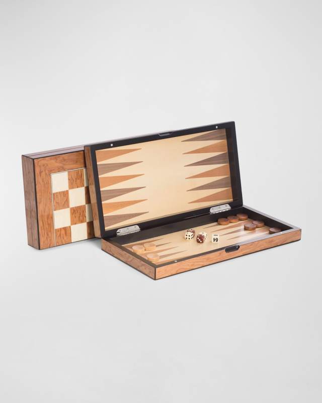 Lacquer-Finished Travel Game Set, Brown