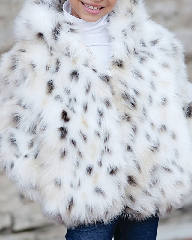Spotted Faux-Fur Parka, Size XXS-L