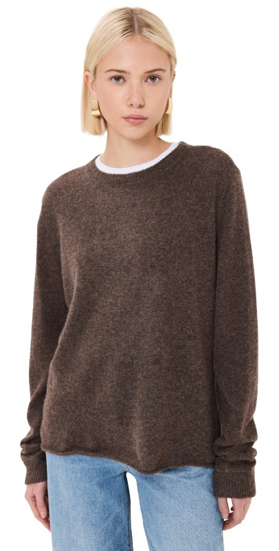Reformation Cashmere Boyfriend Sweater Walnut