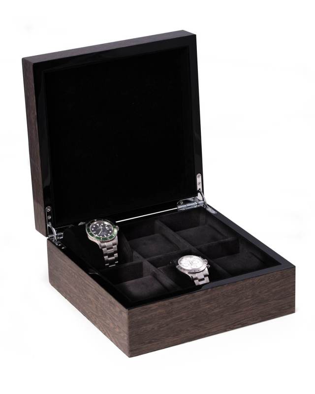 Men's High Lacquered Italian Veneer 6-Watch Storage Box