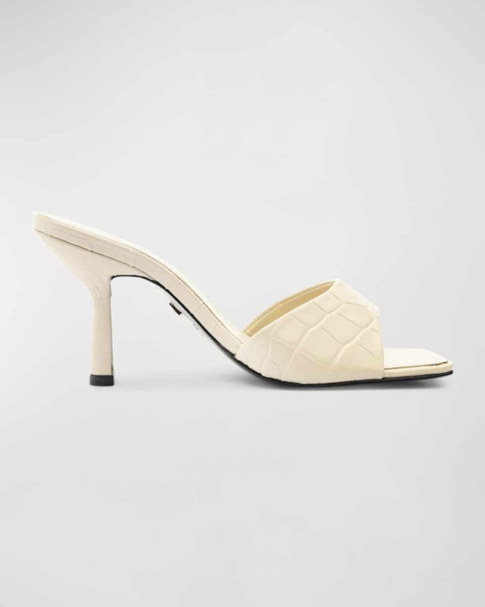 Posseni Croco Stiletto Slide Sandals
