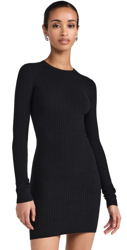 Good American Cozy Rib Mini Dress Black001