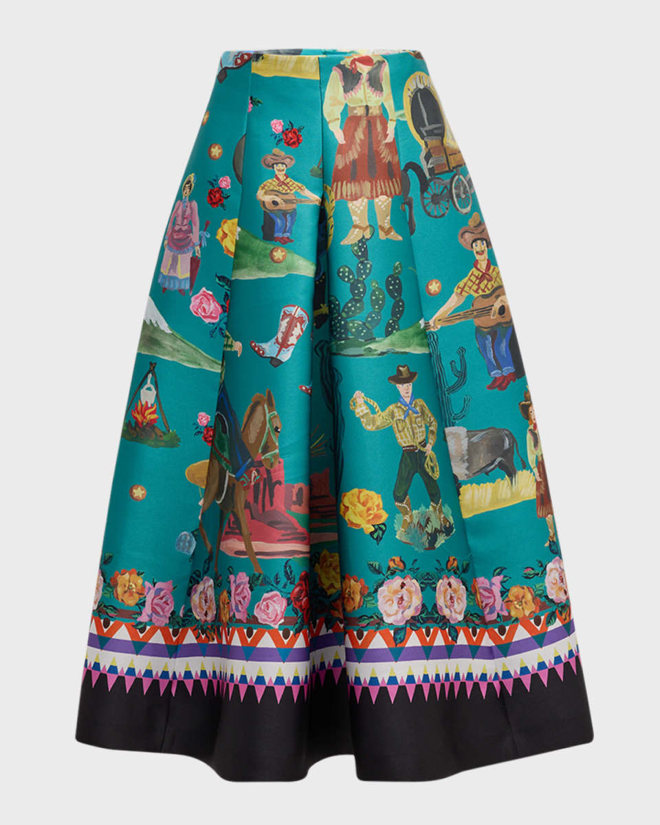Western Inspired Pleated Midi Skirt
