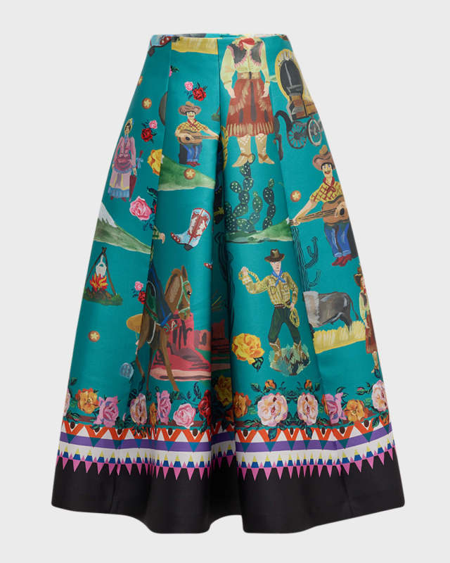 Western Inspired Pleated Midi Skirt