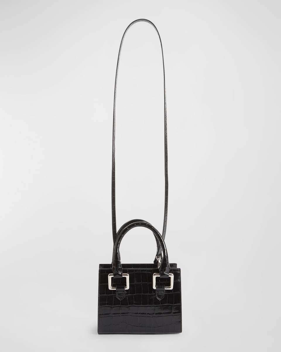 Emoji Croc-Embossed Leather Crossbody Bag