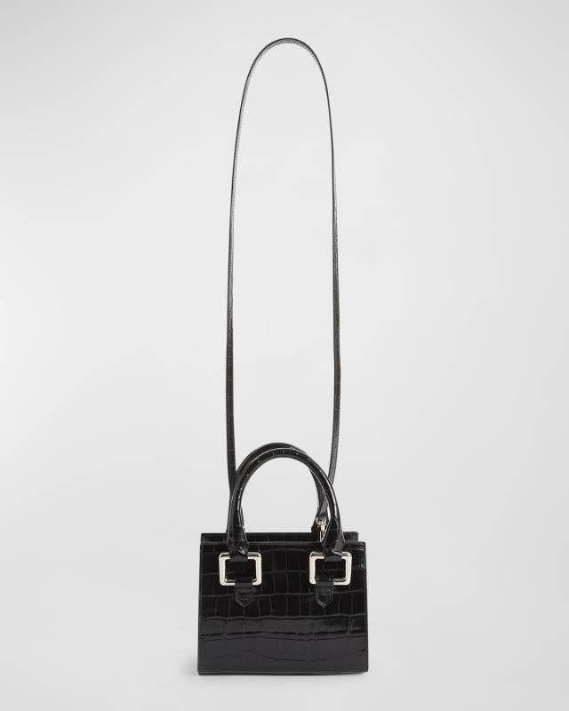 Emoji Croc-Embossed Leather Crossbody Bag