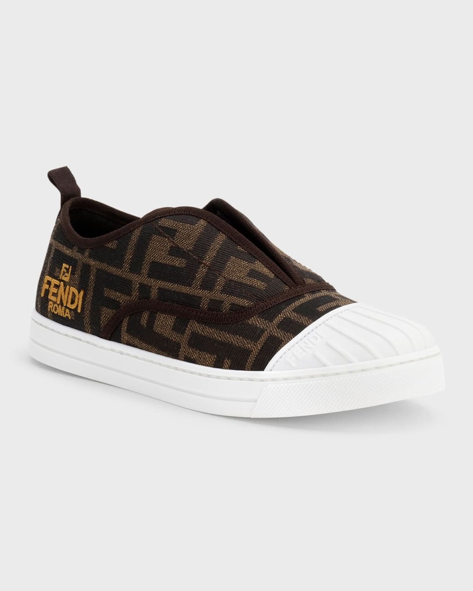 Kid's FF Logo-Print Slip-On Sneakers, Toddlers/Kids
