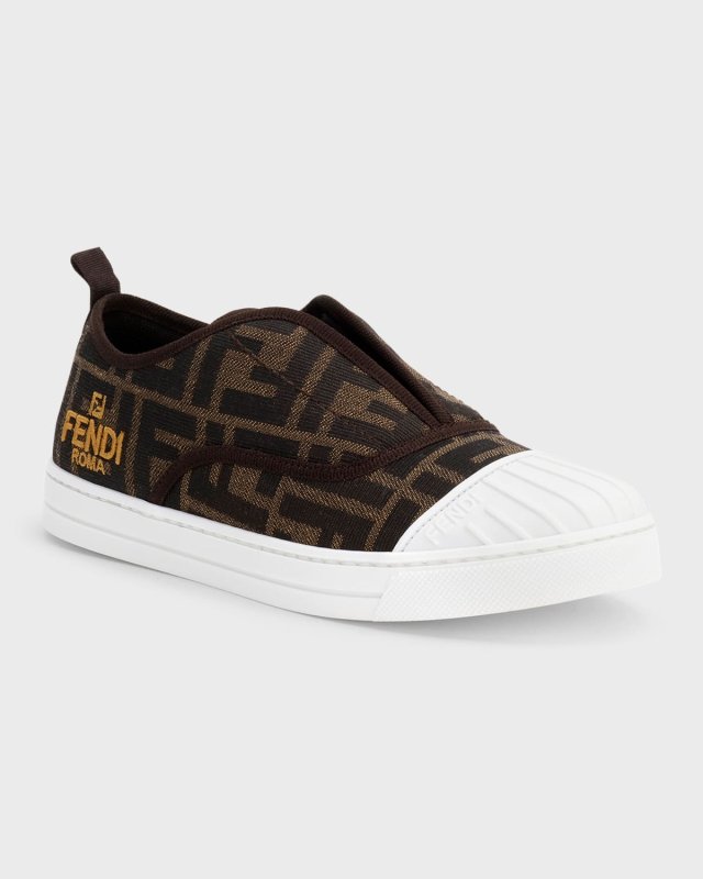 Kid's FF Logo-Print Slip-On Sneakers, Toddlers/Kids
