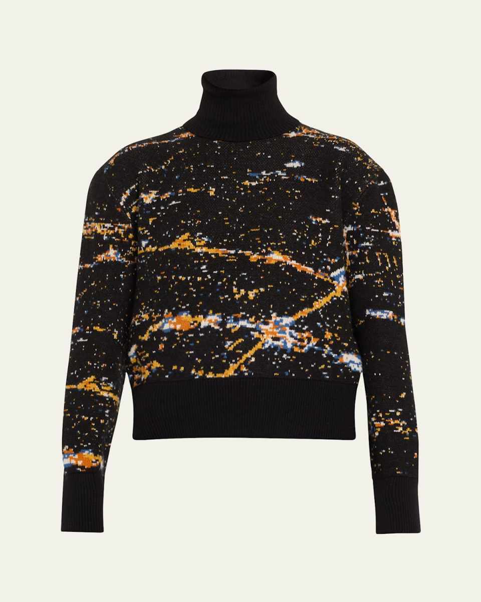 Lax Abstract Cropped Cashmere Turtleneck