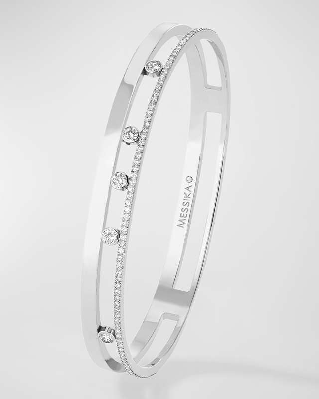 MOVE ROMANE 18K WHITE GOLD 5-DIAMOND & PAVE BANGLE