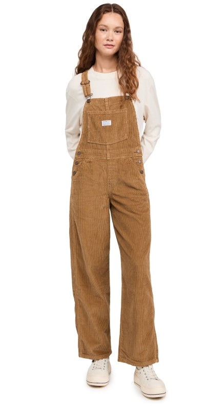 Levi's Full Length Baggy Corduroy Overalls Ermine