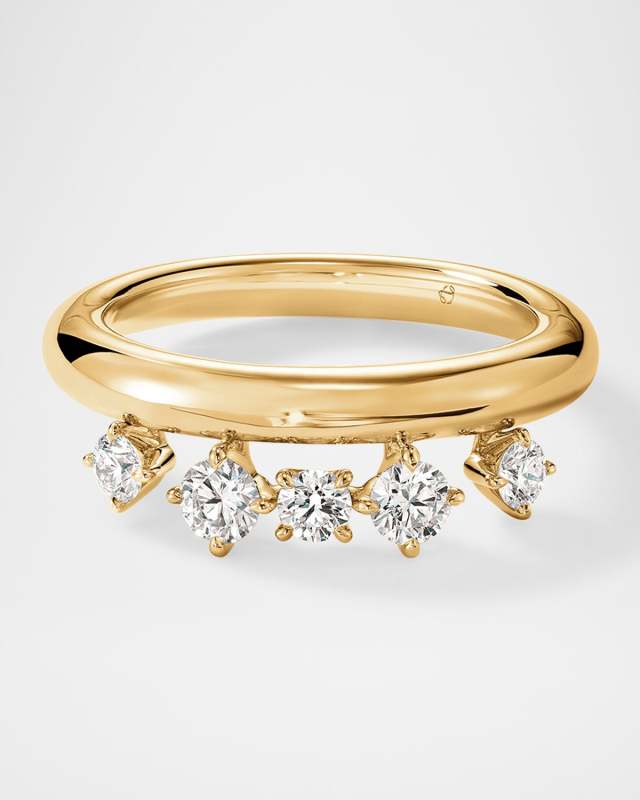 18K Yellow Gold Barre Floating Diamond Ring