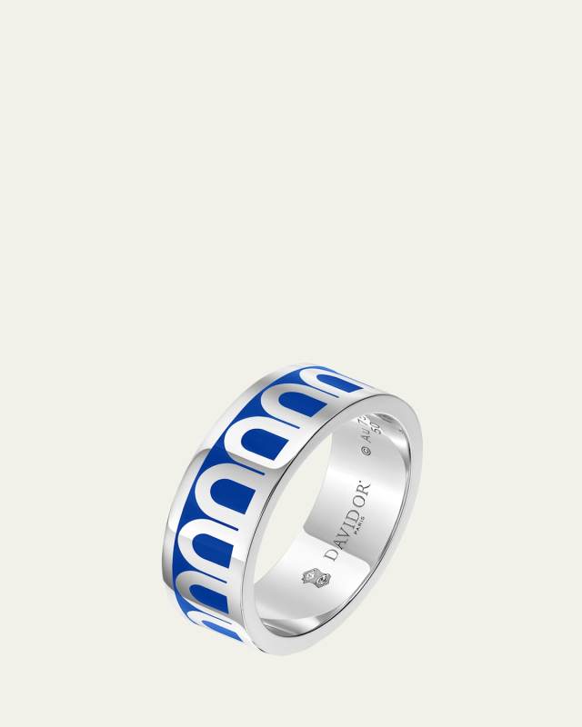 L'Arc de DAVIDOR Ring MM in 18K White Gold with Riviera Lacquered Ceramic