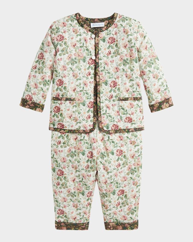 Girl's Reversible Floral-Print Two-Piece Set, Size 3M-24