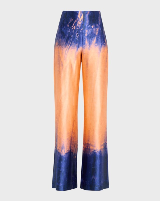 Andie Tie-Dye Silk Wide-Leg Pants