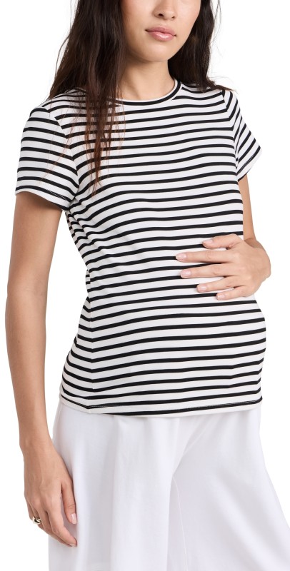HATCH The Jersey Crew Neck Tee Black/White Stripe