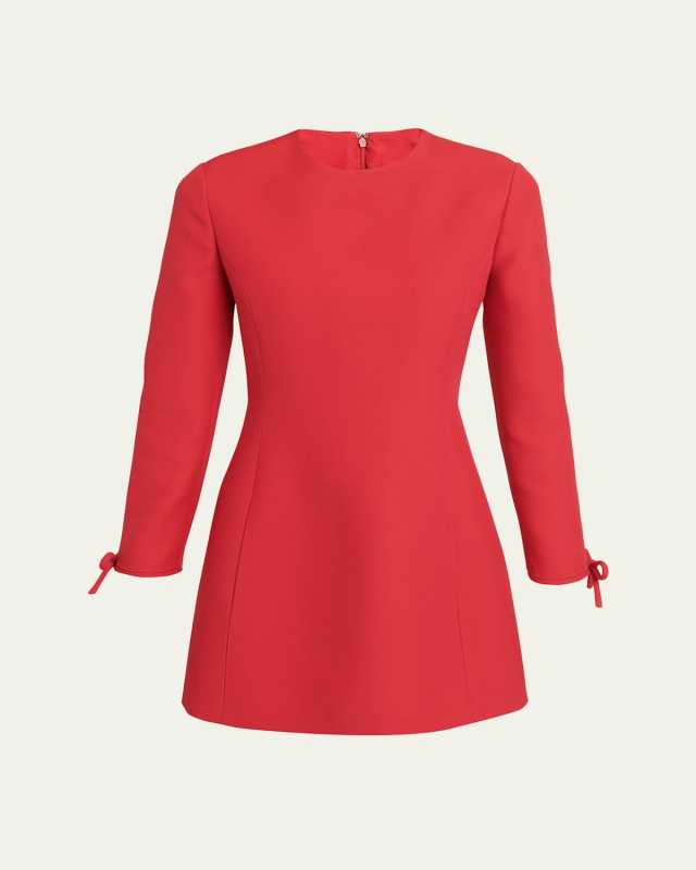 Wool Mini Dress with Bow Details