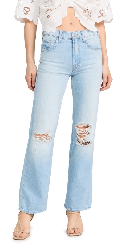 MOTHER The Rambler Zip Flood Jeans Ripped Off