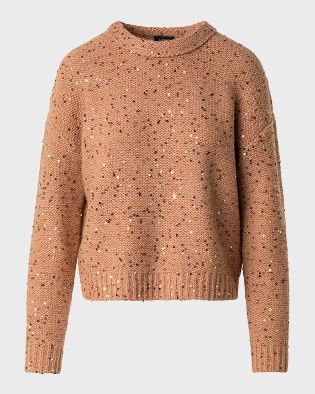 Sequin Wool-Cashmere Knit Crewneck Sweater