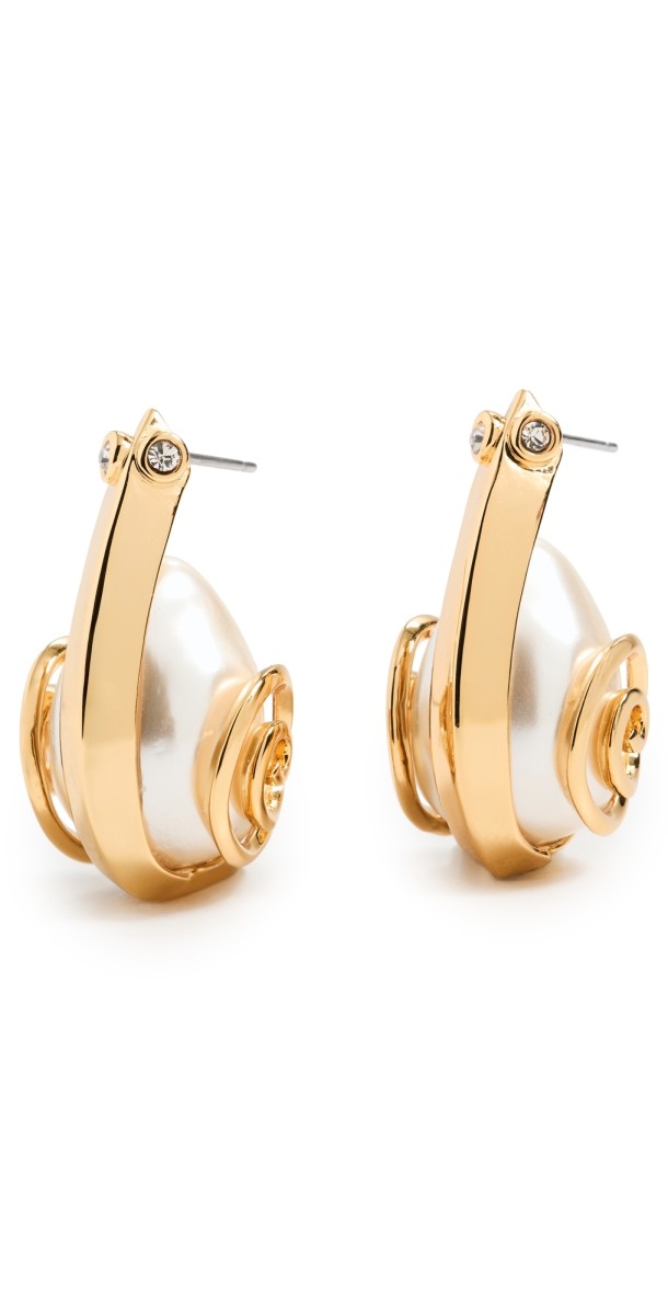 Lele Sadoughi Snail Hoop Earrings Pearl