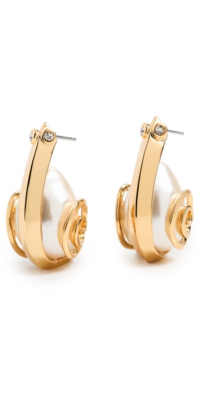 Lele Sadoughi Snail Hoop Earrings Pearl