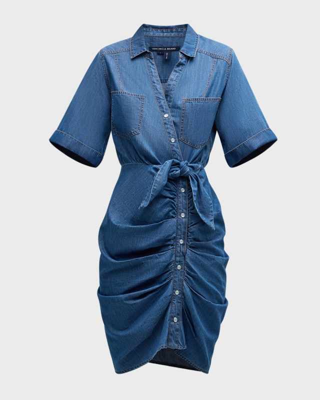 Hensley Ruched Chambray Dress