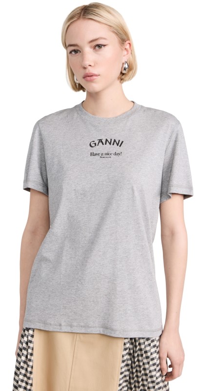 GANNI Thin Jersey Relaxed T-Shirt Paloma Melange
