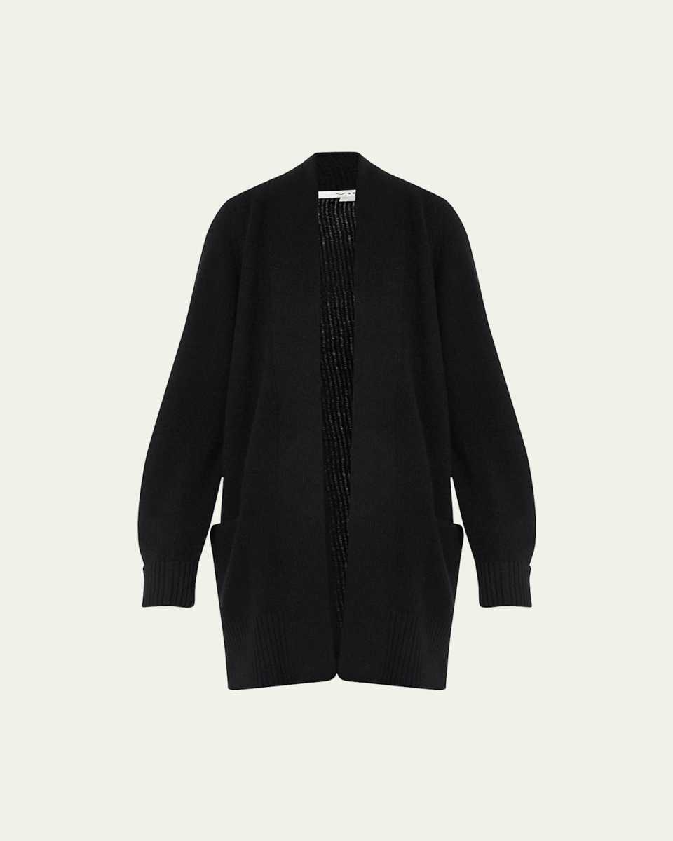 Cashmere Shawl-Collar Open-Front Cardigan