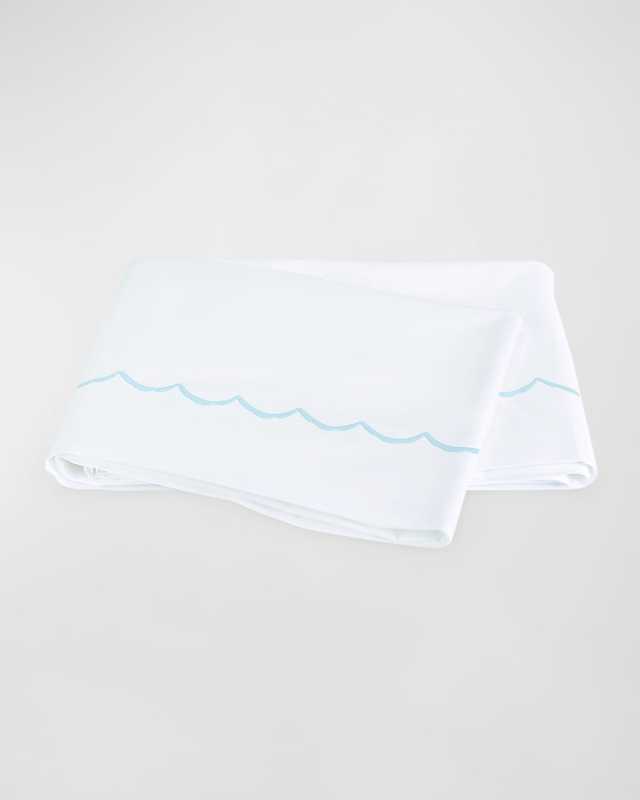 Scallop Embroidered 350 Thread Count Flat Sheet, TWIN