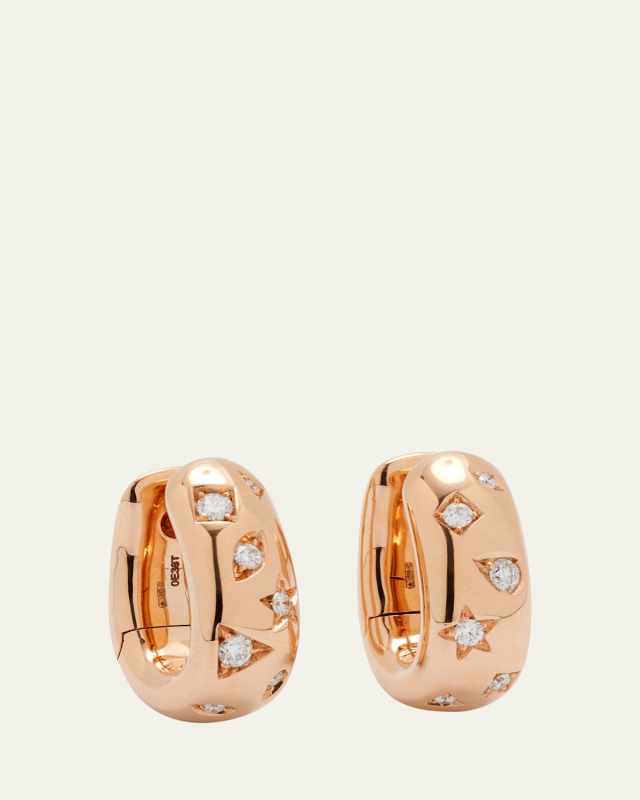 18K Rose Gold Iconica Snap Hoop Earrings with Diamonds