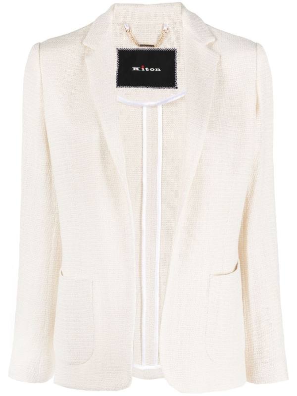 pinstripe-print wool blazer