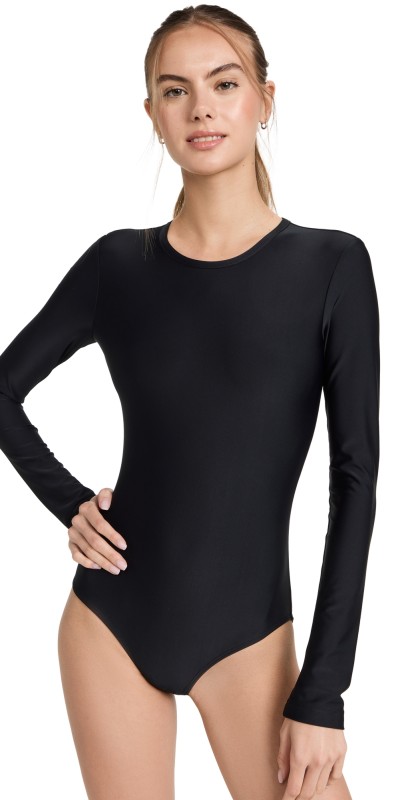Cover Long Sleeve Rash Guard Swimsuit Black