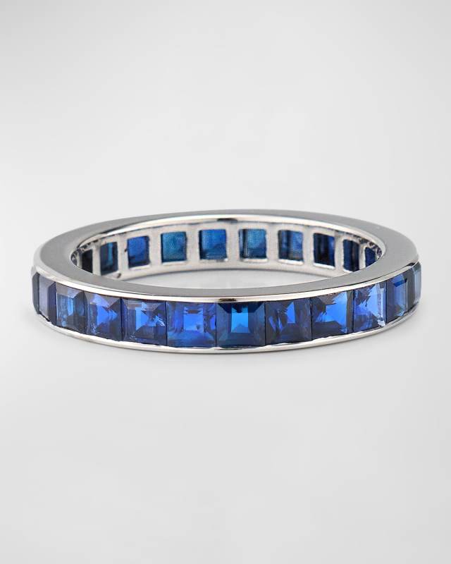 Estate 3.2mm Platinum Channel Sapphire Ring, Size