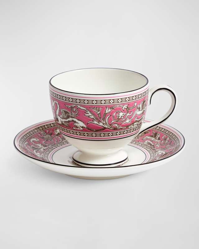 Florentine Fuchsia Teacup & Saucer, 6.1 oz.