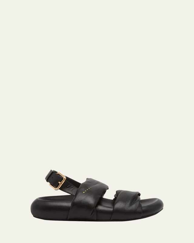 Leather Dual-Band Slingback Sandals