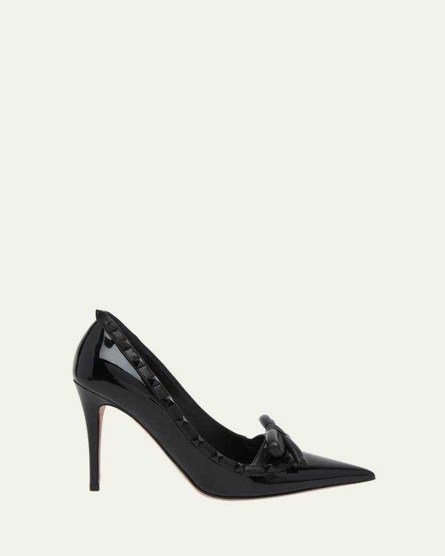 Rockstud Patent Bow Stiletto Pumps