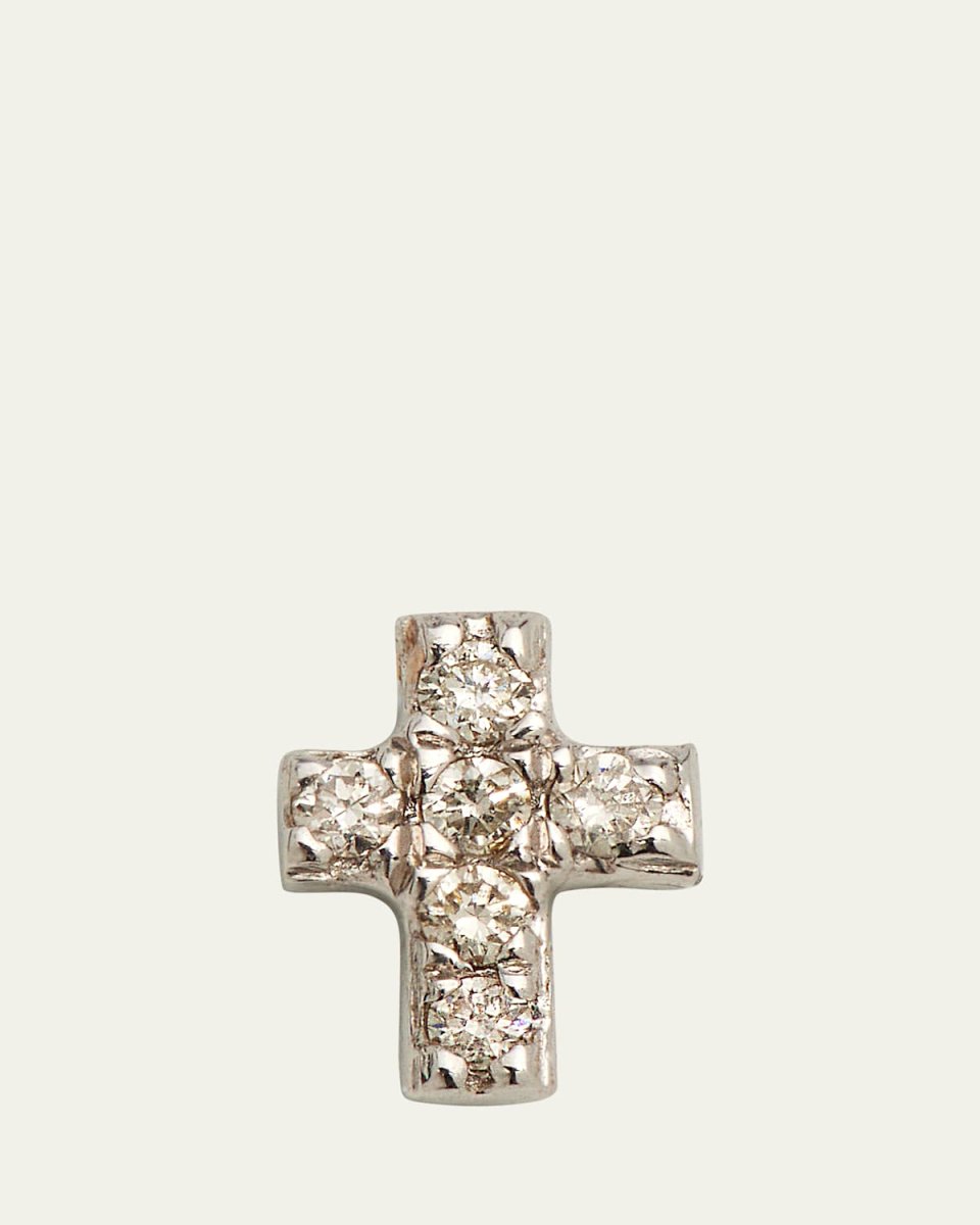 14K Yellow Gold Diamond Cross Earring, Single