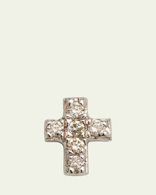 14K Yellow Gold Diamond Cross Earring, Single