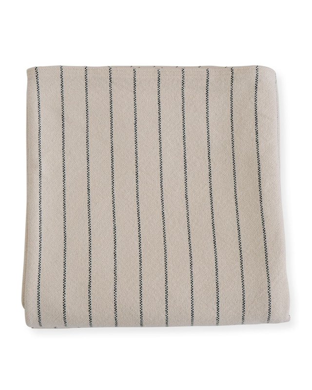 Pinstripe Herringbone Cotton King Blanket, Midnight Blue