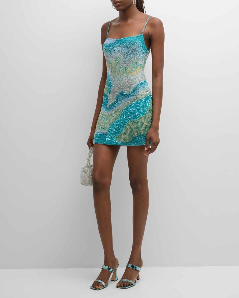 Bebe Sleeveless Bead & Sequin Mini Dress