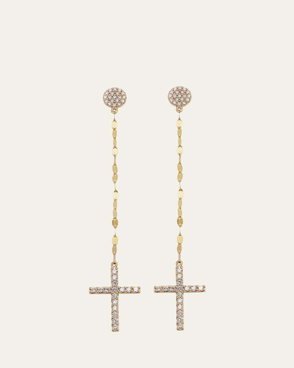 Flawlesss Linear Cross Earrings with Diamonds