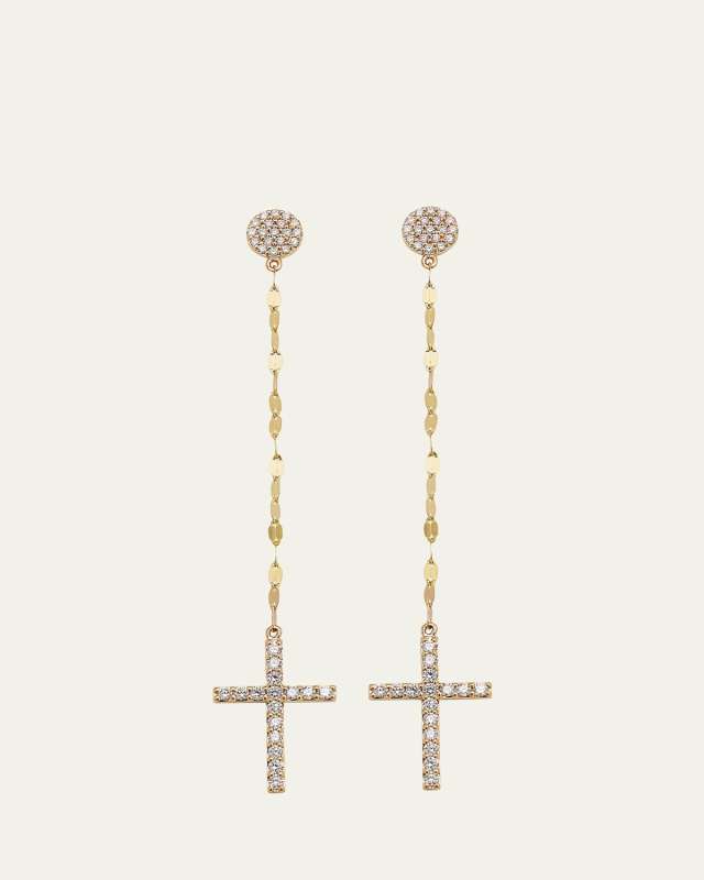 Flawlesss Linear Cross Earrings with Diamonds